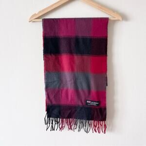 Cashmere Scarf Made in Scotland Red Gray Maroon Black Plaid